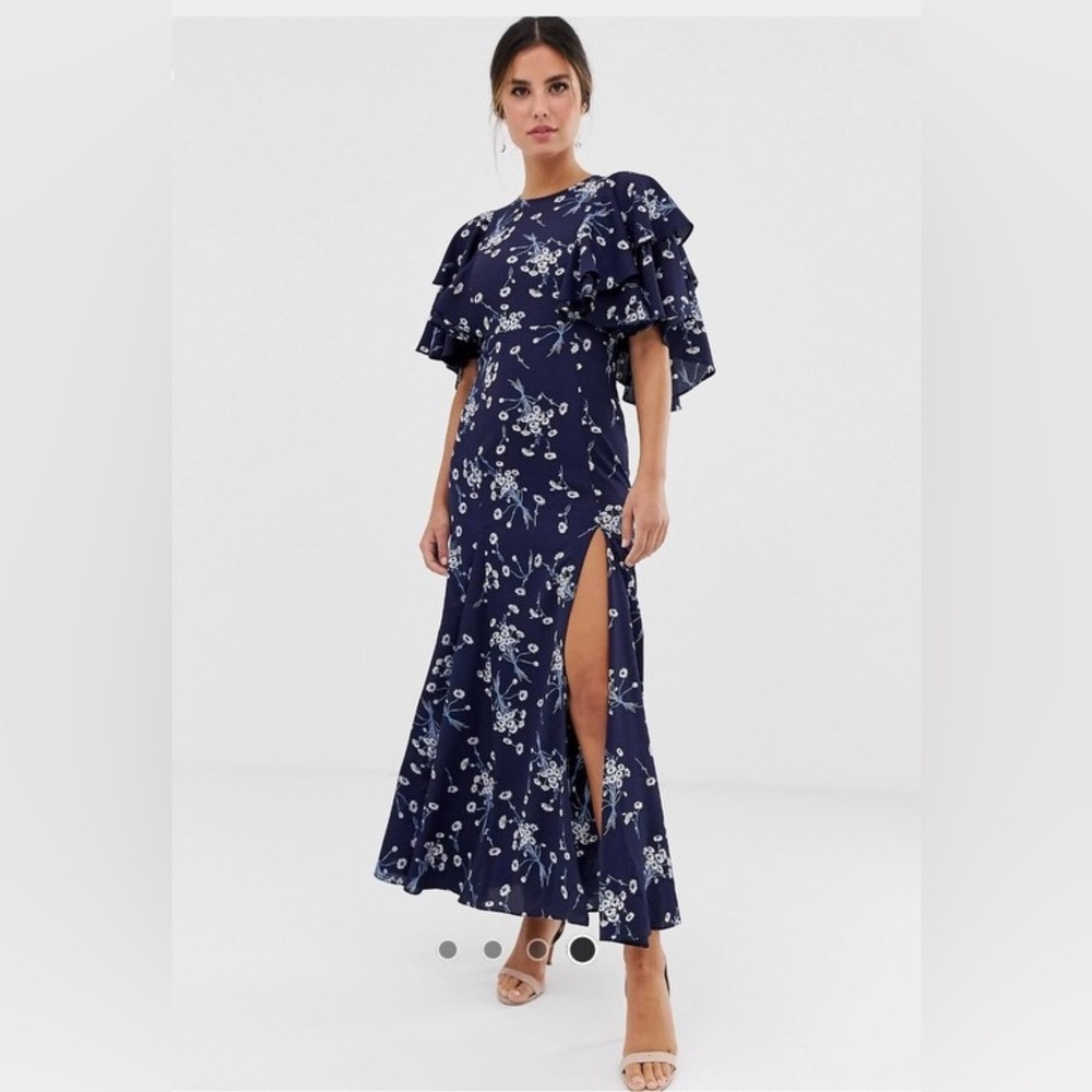 ASOS Navy Floral Midi Dress 👗